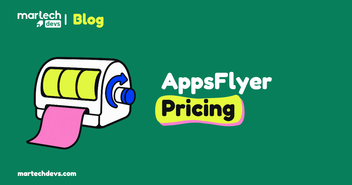A tally dispenser with a receipt and colored counting pieces beside AppsFlyer Pricing.